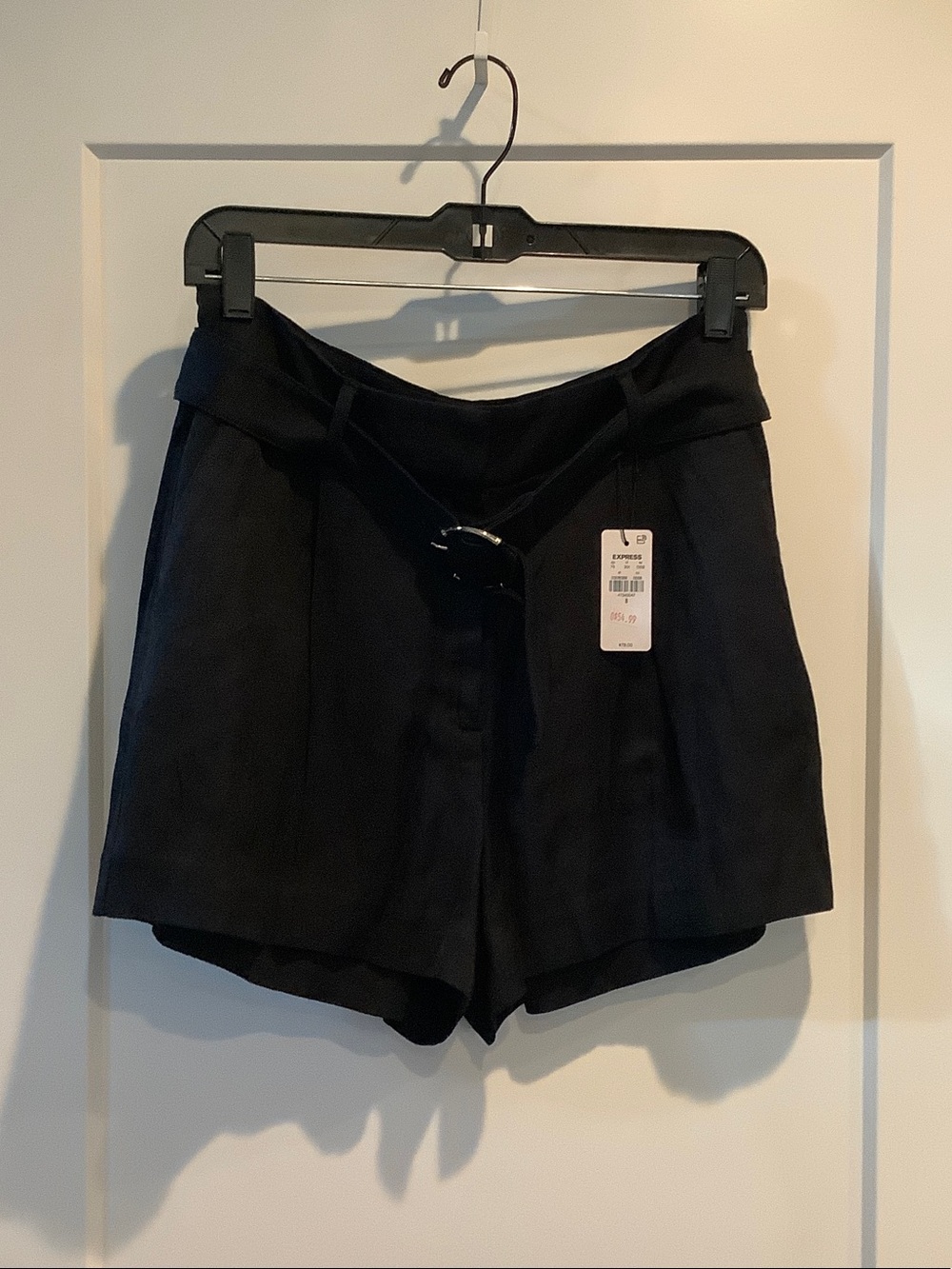 Express Black High-Waist Belted Women's Shorts